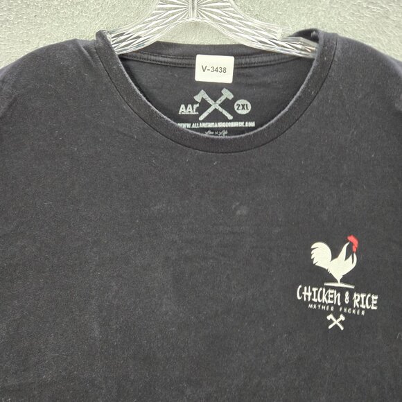 AAR Men Shirt 2XL Black‎ Chicken & Rice Graphic Short Sleeve Crew Neck Tee - Picture 8 of 8